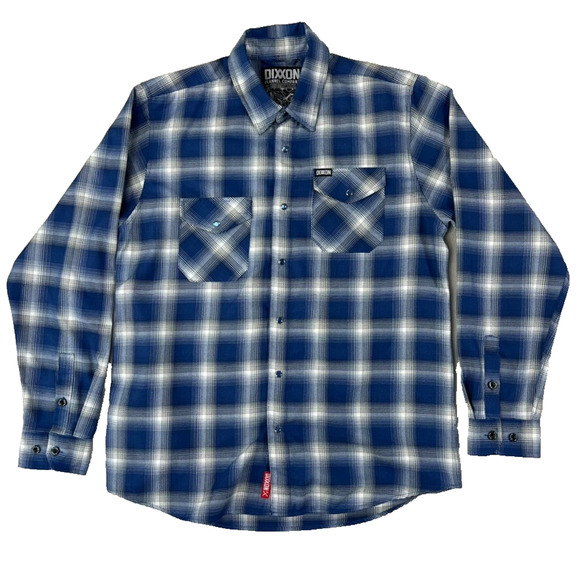 Dixxon Flannel Company Shirt Men's Size Large Deluxe Blue Plaid Pearl Snap